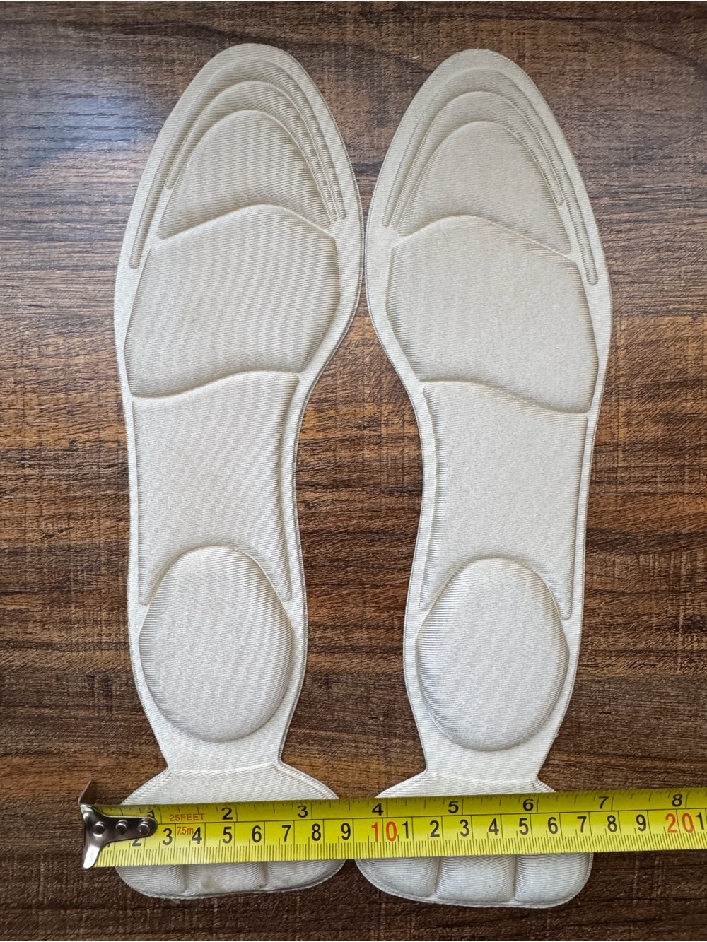 Cut To Fit Comfort Shoe Insoles With Heel Cushion Grips 1 Pair Beige New